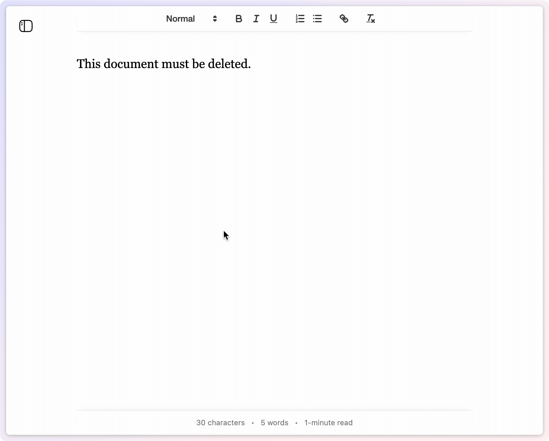 How to delete a document in Online Writing App